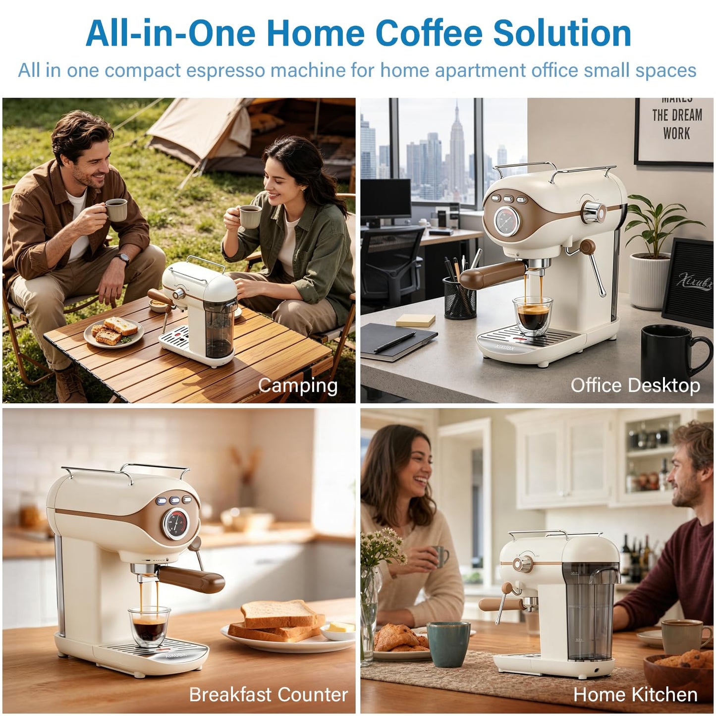 XIXUBX Espresso Machine, Compact Espresso Maker with Milk Frother