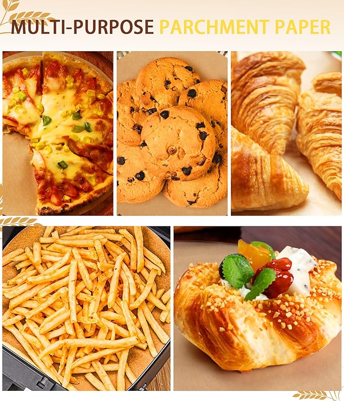 200Pcs Parchment Paper Rounds, 12 Inch Baking Parchment Circles, Precut Baking Sheets Round, Burger Patty Paper Liners for Tortilla Press, Cake Pan, Air Fryer, Springform Pan, Pizza Pan, Cake Cookie