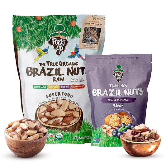 Kit of Snacks The True Organic Brazil Raw & Unsalted Nuts 15 oz + Açaí and Cupuaçu Trail Mix 7 oz – Nutrient-Rich and Practical Combo – Fresh, Vegan and Gluten Free – Forest Up