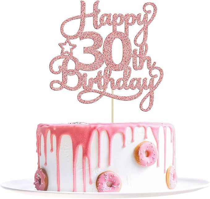 1 Pack Happy 30th Birthday Cake Topper Rose Gold Glitter 30 & Fabulous Cheers to 30 Years Old 30th Birthday Cake Pick for Celebrating 30th Birthday Anniversary Party Cake Decorations Supplies