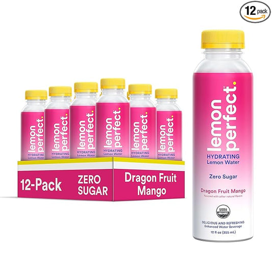 Lemon Perfect, Hydrating Organic Lemon Water, Zero Sugar, Flavored Water, Squeezed from Real Fruit