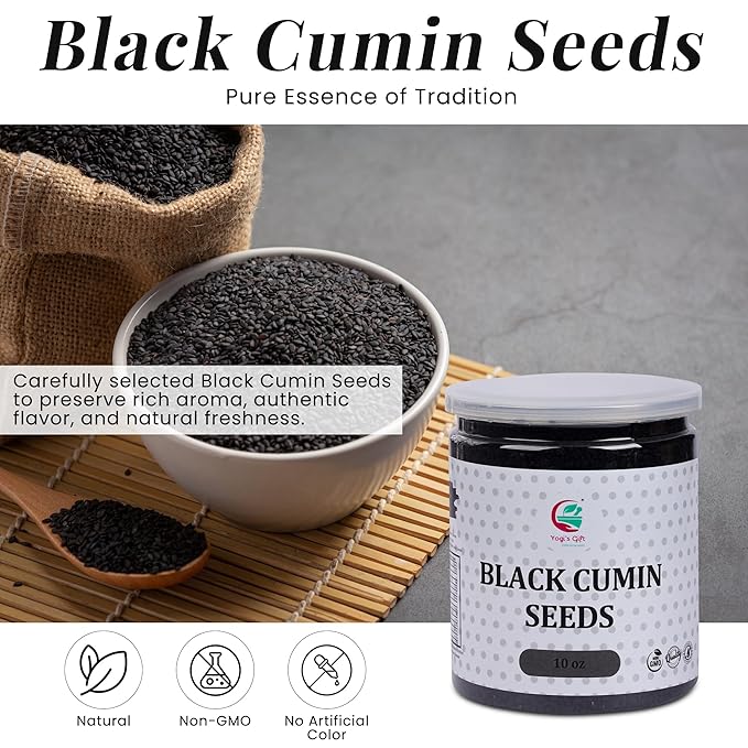 Black Cumin Seeds 10oz, Nigella Sativa, 100% Pure & Natural, Premium Quality Kalonji Seeds, Perfect for Seasoning, Cooking, Sprouting & Herbal Uses - By Yogi?셲 Gift짰