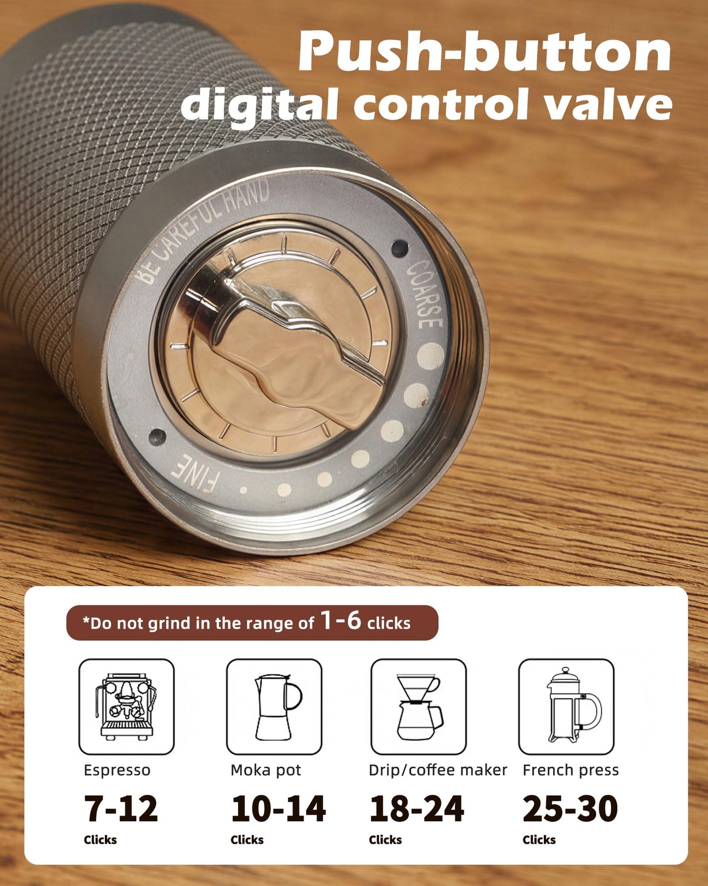 Pro Manual Coffee Grinder Stainless Steel Conical Burr With Adjustable Settings.Portable For