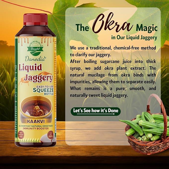 Danodia Foods LIQUID JAGGERY SYRUP (700g/1.54 lb) | Natural Sweetener from Sugarcane | No Preservatives | Rich in Minerals | Alternative to Refined Sugar