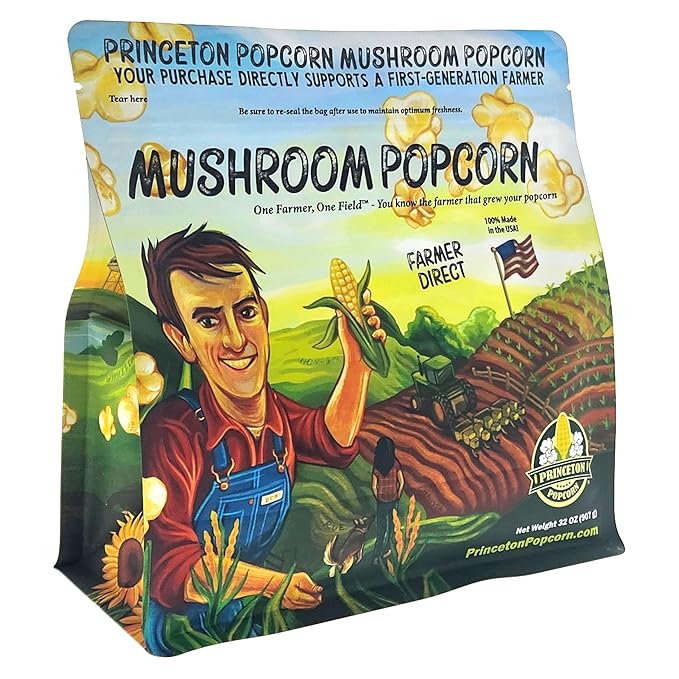 Princeton Popcorn Yellow Mushroom Popcorn Kernels - Easy-Eating, Extra Large Popping Corn, Non-GMO Popcorn Kernels, Farmer Direct, Air Popper or Stovetop 3-Pack 2lb Bag 96oz