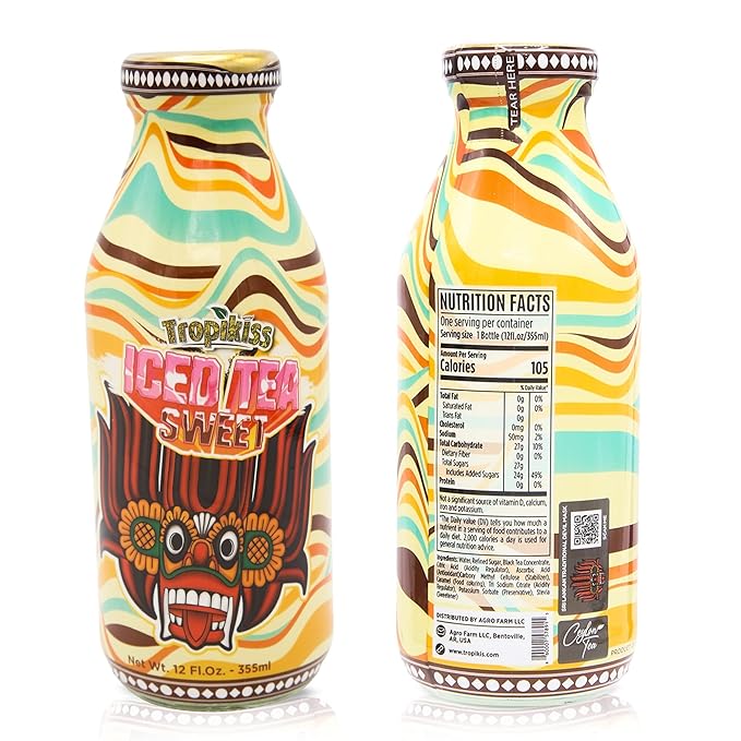 Tropikiss 12-Pack Sweet Iced Tea – Antioxidant-Rich Refreshing Drink | Natural Bottled Ice Tea | Healthy & Flavorful Beverage