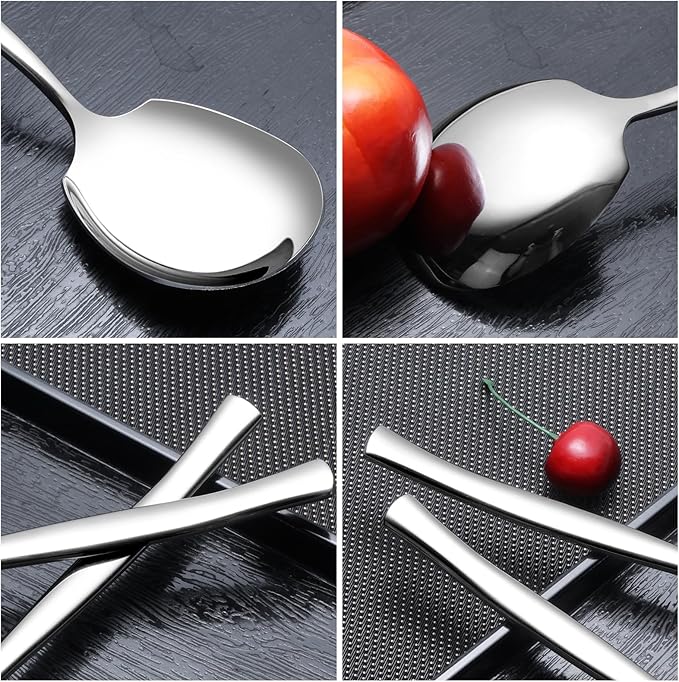 Set of 8 Stainless Steel Buffet Serving Spoons, Large