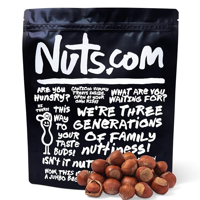 Nuts.com Oregon Hazelnuts in Shell, Filberts 3 lb Bag - Whole Raw Jumbo Hazelnuts - Gourmet, Freshly Harvested, Non-GMO, for Cooking, Baking, and Snacking