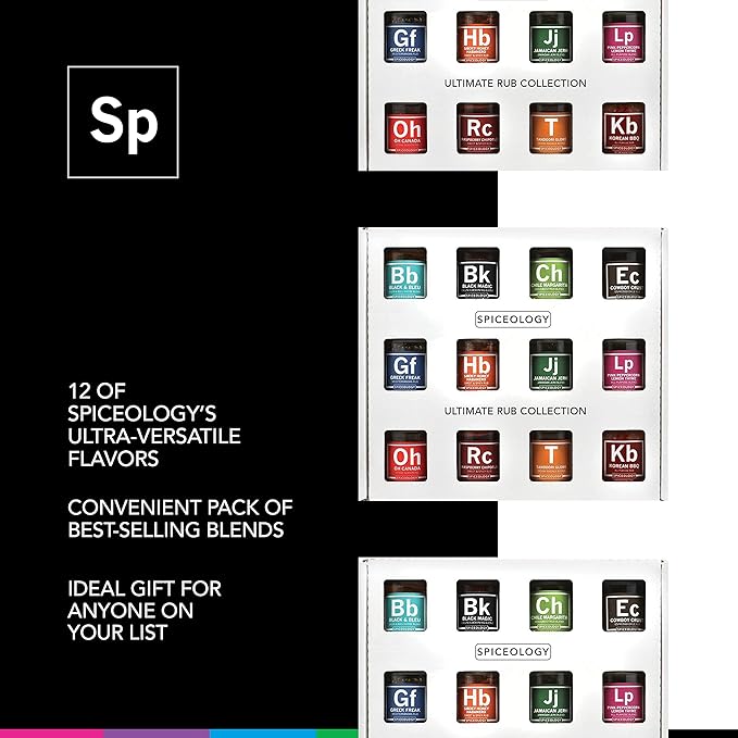 Spiceology – Ultimate Rub Collection – 12 Gourmet Spices & Seasonings Set for Grilling, BBQ & Cooking – Perfect Spice Gift Set for Cooks, Grill Masters & Foodies – BBQ Gifts & Spice Rub Gift Set