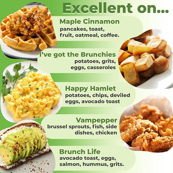 FreshJax Breakfast Seasoning Gift Set ??5 Organic Spices: Maple Cinnamon, Brunch, Bacon Salt, Garlic Blend, Everything Bagel ??Gift Set for Dads