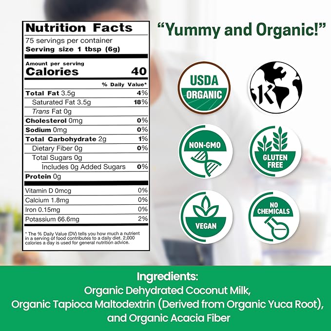 Z Natural Foods Organic Coconut Milk Powder - All-Natural Vegan Dairy-Free Alternative with MCTs - Unsweetened Coconut Creamer for Coffee & Smoothies - Gluten-Free, Non-GMO, 2 lbs