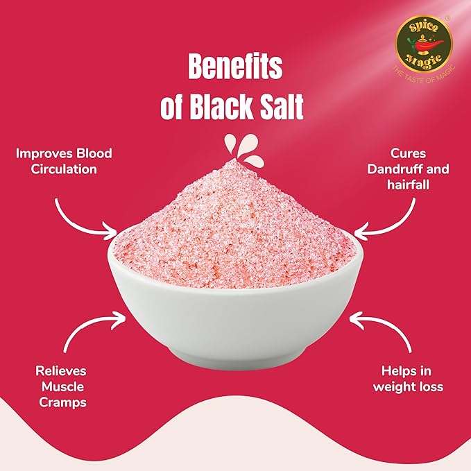 Spice Magic Black Salt (Kala Namak) ??Authentic Indian Mineral Salt | Unique Tangy Flavor for Chaats, Curries & Vegan Recipes | 7 oz (200 G)