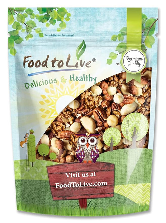 Food to Live Keto Nuts Mix, 1 Pound ??Keto Snack Contains Raw Brazil Nuts, Pecans, Walnuts, Hazelnuts and Macadamia Nuts, Low Carb Vegan Superfood, Kosher, Non-Irradiated, No Added Sugar, Bulk