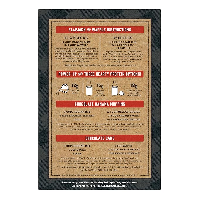 Kodiak Cakes Protein Pancake Power Cakes, Flapjack and Waffle Baking Mix, Dark Chocolate, 18 Ounce (Pack of 6)