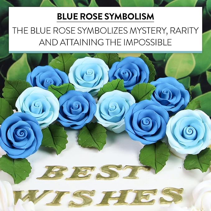 Global Sugar Art Premium Edible Roses, Deep Blue, Unwired, Medium 1.5 inches, 12 Count by Chef Alan Tetreault