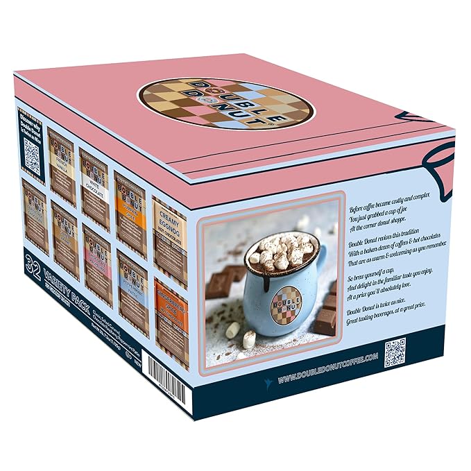 Gourmet Hot Cocoa Mix Variety Pack - Classic, Chocolate Raspberry, Salted Caramel, & Peppermint Hot Chocolate Mix Sets - 32 Count