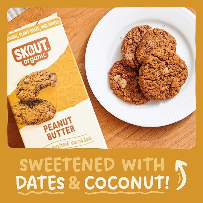 Skout Organic Peanut Butter Soft Baked Cookie (3 Pack) | Soft Baked Cookies | Plant-Based | Vegan | Gluten, Dairy, & Soy Free