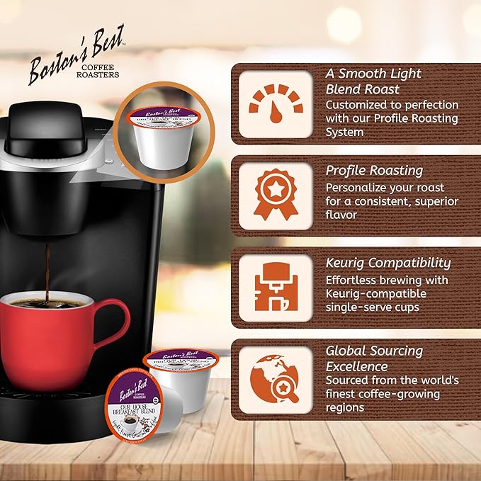 Boston’s Best - Smooth Light-Roast Breakfast Blend, Delicious Gourmet Coffee Compatible with Keurig Coffee Maker, 1 Count (42 Single Serve Cups)