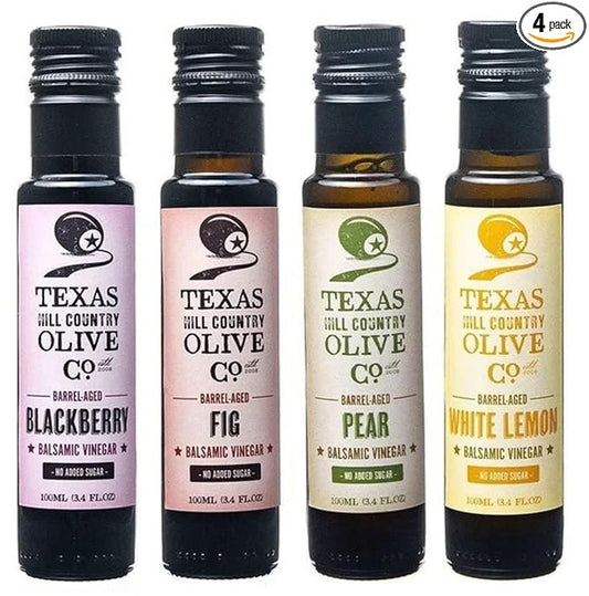 Balsamic Vinegar Combo Gift Set 4 Pack (100ml Each): Blackberry, Fig, Pear, White Lemon