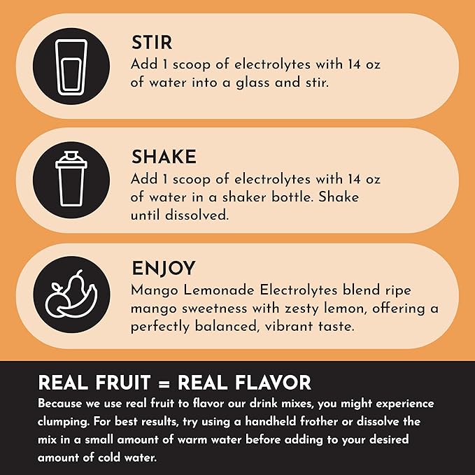 Mango Lemonade Electrolytes ??30?‘Serving Hydration Drink Mix with Coconut Water, Sea Salt, and Trace Minerals ??Supports Hydration, Recovery, and Electrolyte Balance*