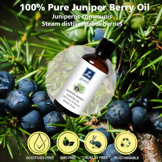 Juniper Berry Essential Oil 1 Oz ??100% Pure Natural Juniper Berry Oil for Diffuser, Massage, DIY Blends & Personal Care, Fresh Crisp Aroma