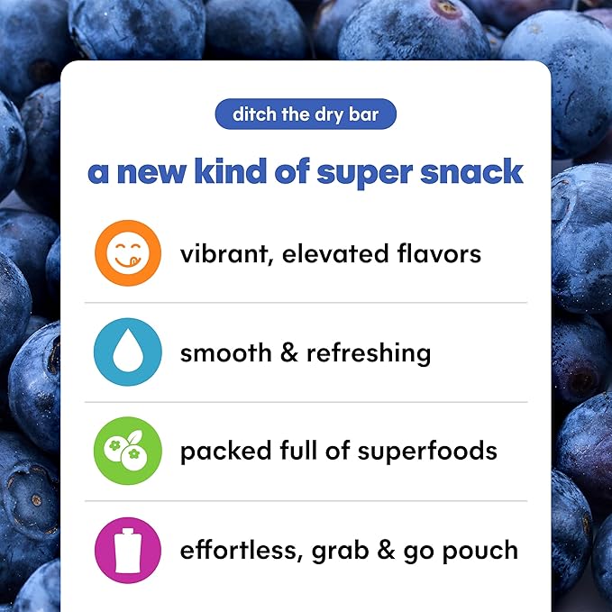 Noka Superfood Smoothie Pouches (Blueberry Beet) 4 Pack, with Plant Protein, Prebiotic Fiber & Flax Seed, Organic, Gluten Free, Vegan, Healthy Fruit Squeeze Snack Pack, 4.22oz Each