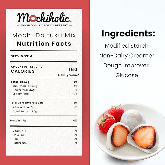 Donut Mix Original Recipe, Mochi Mix - Rice Flour with Low Calories and Sugar - Essential Nutrients - 12 oz Healthy Daily Snacks by Mochiholic (Daifuku Mix)