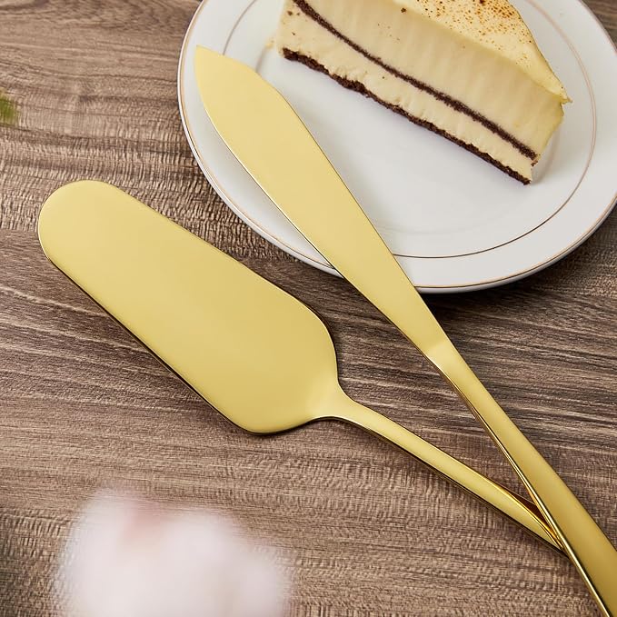 AW BRIDAL Gold Wedding Cake Knife and Server Set, Cake Cutting Set Pie Pastry Servers for Parties Events Bridal Shower Anniversary Engagement Gifts
