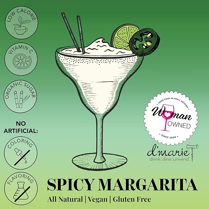Frozen Cocktail Drink Mix - Each Bag Makes 10 Spicy Margarita Slushies - Drink Powder Pouches for Alcohol - All Natural Low Sugar Mixer, No Blender Needed, 3 Pack