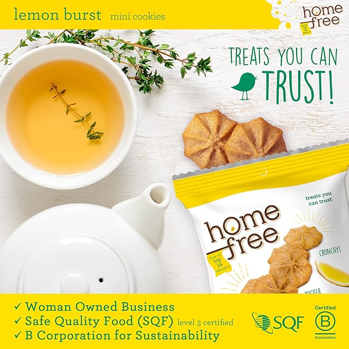 Homefree Treats You Can Trust Gluten Free Mini Cookies, Single Serve, Lemon Burst, 1.0 Ounce (Pack of 10)??,<div>