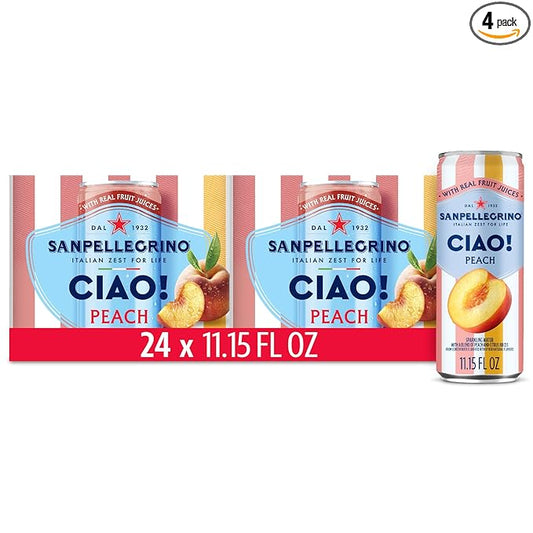 Sanpellegrino CIAO Peach Sparkling Water, Low-Calorie Italian Sparkling Water with Real Fruit