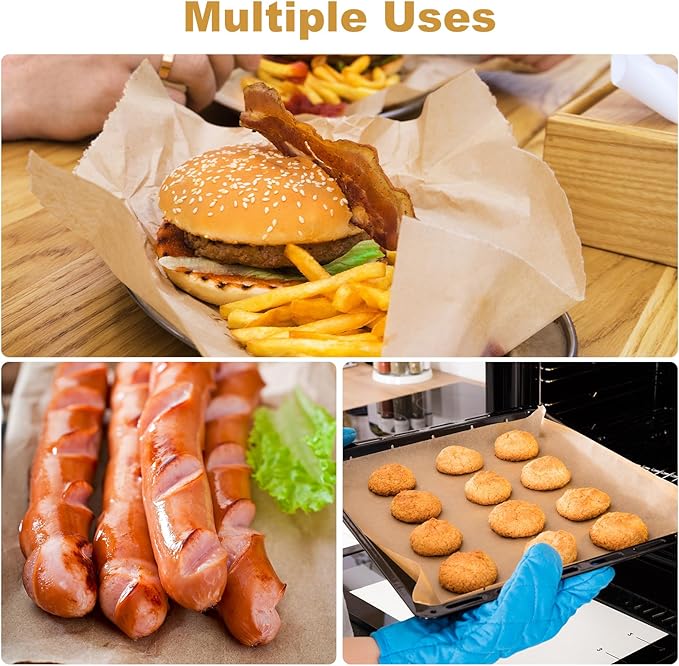 200 PCS Unbleached Parchment Paper 12x16 In ??Precut Baking Sheets for Air Fryer, Oven, and Grill ??Nonstick, Oil-Resistant, High-Temperature Baking Paper for Cooking, Roasting, and Food Prep
