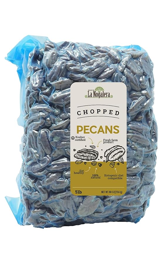 La Nogalera - 100% Natural and Fresh Crop of Chopped Pecans in 5 lbs Vacuum Sealed Bag. Raw Pecan nut Pieces That Compare to Organic, Non-GMO, No Preservatives, Unpasteurized, Kosher Certified