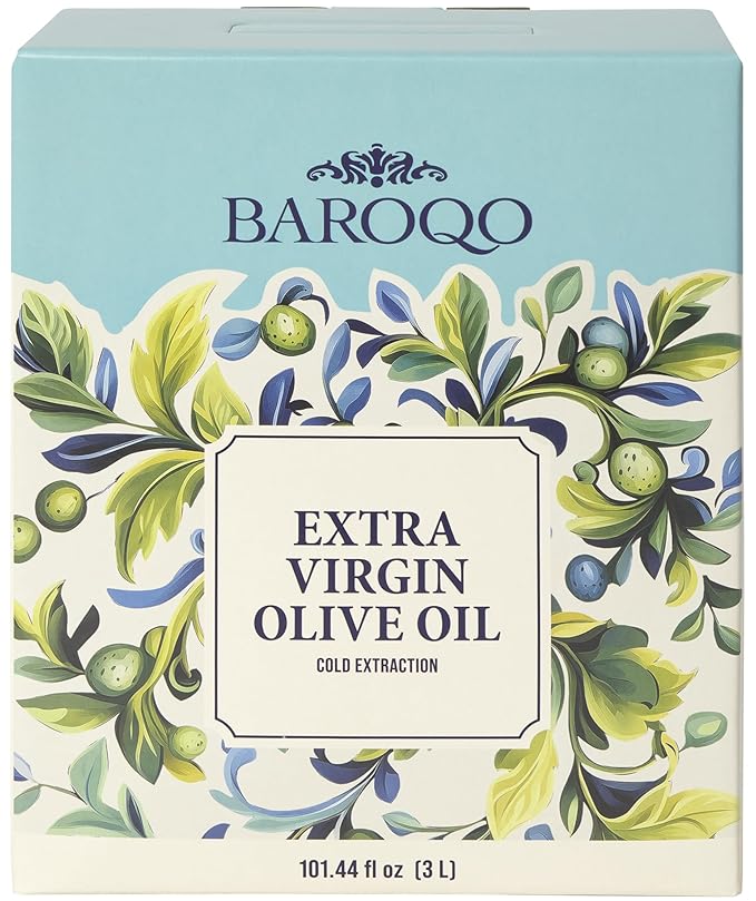 Baroqo Extra Virgin Olive Oil 3L Bag in Box Cold Pressed Olive Oil in Bulk from Greek Koroneiki Olives Robust Fruity Flavor, Fresh EVOO Ideal for Cooking and Salads