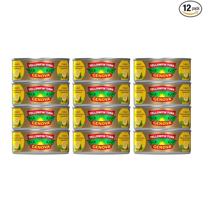 Genova Premium Yellowfin Tune in Lemon and Herbes de Provence Infused Olive Oil, 5 Ounce Cans, 12-Pack – Nutrient Rich, High Protein Canned Tuna Fish - Delicious, Easy, Nutritious Ready to Eat Meals