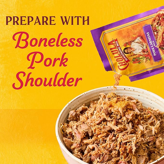 Cholula Seasoning Mix, Pork Carnitas, Mild Heat, For Tamales, Pulled Pork Tacos, Burrito Bowls, Dips and More, 1.3 oz (Pack of 12)