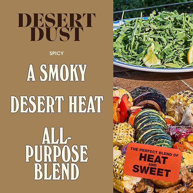 Desert Dust Spicy ??All-Purpose Chiltepin Pepper Seasoning with Organic Date Sugar | Bold Medium-Hot Heat for Steak, Chicken, Seafood, Vegetables & More | Low-Glycemic, Gluten-Free | 5oz