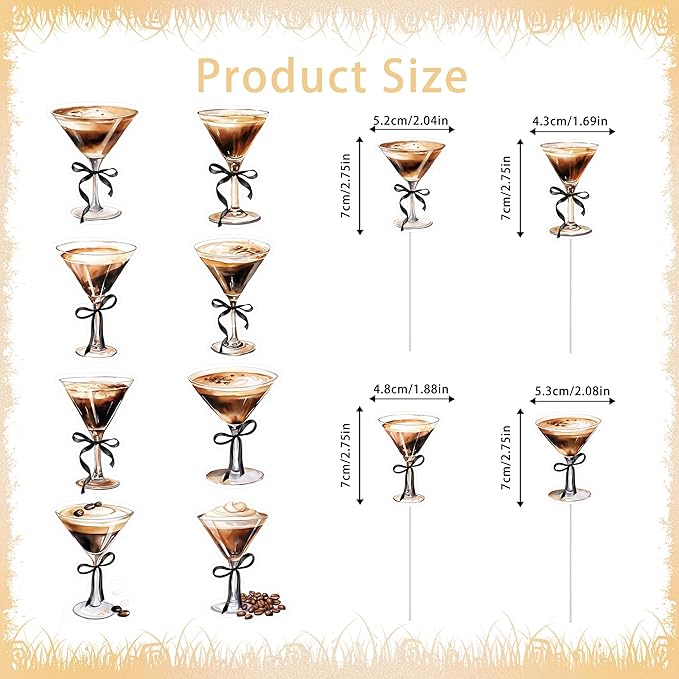 24Pcs Espresso Martinni Cupcake Toppers, Coffee Martini Cupcake Decorations, A Tiny Bit Older Bridal Shower Party Supplies, Bachelorette Decor