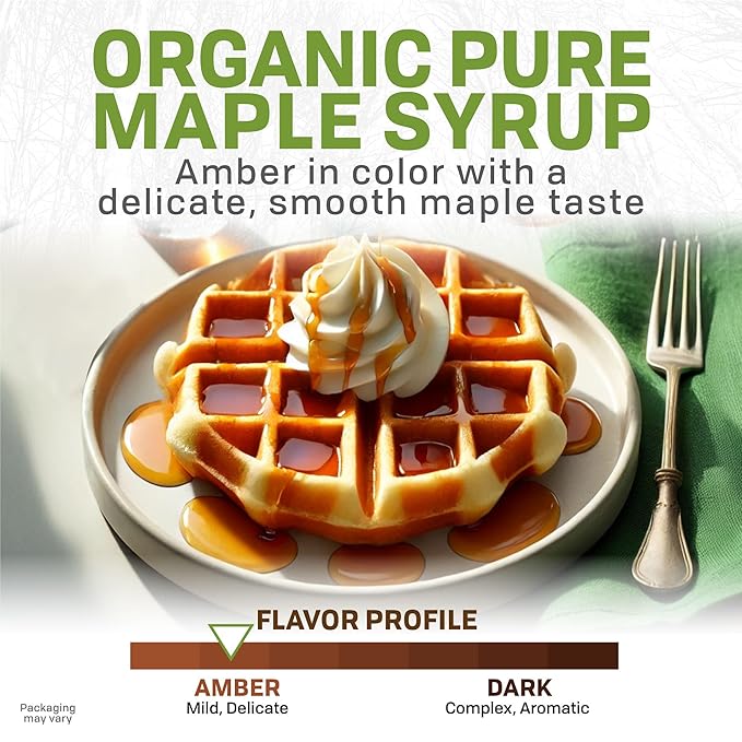 Maple Valley Organic Pure Maple Syrup, Amber & Rich, Better Than Pancake Syrup, Use for Coffee or All-Natural Sugar Substitute in Cooking and Baking (16oz Glass Bottle)