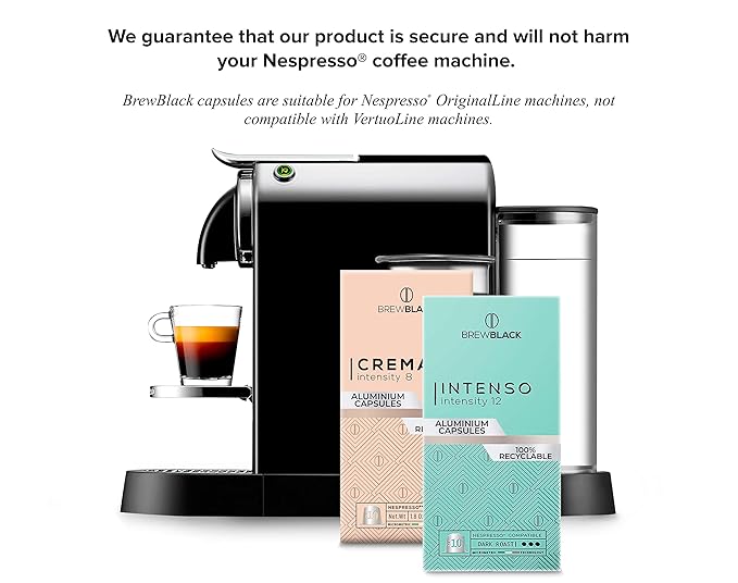BrewBlack Perfetto Coffee Capsules - 120 Aluminum Coffee Pods Compatible with Nespresso Original line, Medium Roast - Intensity 9/12, Made in Italy
