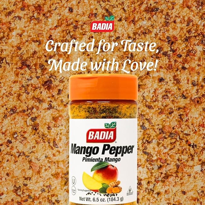 Badia Mango Pepper Seasoning, 6.5 oz - Sweet & Zesty Citrus Pepper Blend for Chicken, Seafood & Vegetables