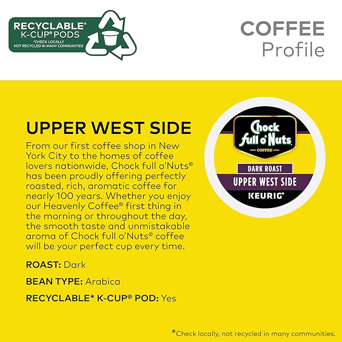 Chock full o’Nuts Variety Pack Keurig K-Cup Pods for Keurig Brewers – Premium Arabica, Mild, Medium and Dark Roast – Single Serve – 4 Packs of 12 K-Cup Pods