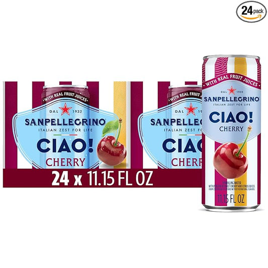 Sanpellegrino CIAO Cherry Sparkling Water, Low-Calorie Italian Sparkling Water with Real Fruit