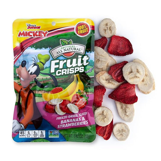 Brothers All Natural Disney Freeze Dried Fruit Crisps, Banana Strawberry, 0.42 Oz (Pack of 12), Made with 100% Fruit, Gluten Free, Soy Free, Vegan, Heathy Snack, Lunch Box Ready