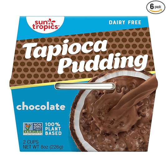 Sun Tropics Tapioca Pudding, Chocolate | Vegan Puddings, Dairy Free Puddings | Gluten Free, Non-GMO | Ready-to-Eat Pudding Cups 4.0oz (Pack of 6)