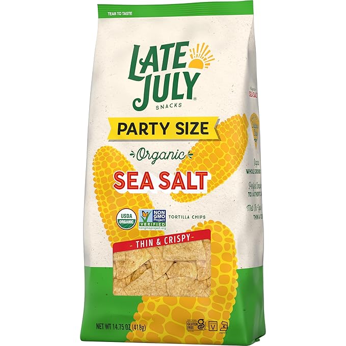 Late July Snacks Thin And Crispy Organic Tortilla Chips Sea Salt, 14.75 Oz (Pack of 2)
