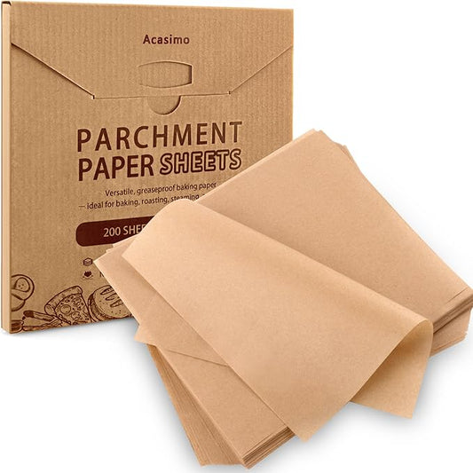 Parchment Paper Sheets, 200Pcs 8x8 Inch Squares Precut Parchment Sheets for Baking, Grilling, Air Fryer, Non-Stick Square Pan Liners Oven Paper for Bread, Cake, Cookies, Roasting, Wrapping, Steaming