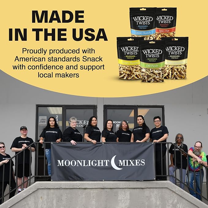 Wicked Twists Savory Ranch Seasoned Pretzels Twists 5.5 oz (3 Pack) Snack Pretzel Sticks Rods, Bold Flavor Snack, Resealable Fresh Pack, Baked Crunch, Party & School-Ready