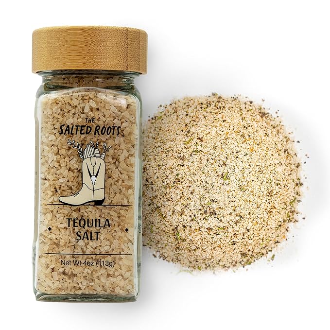 The Salted Roots - Tequila Margarita Salt - Infused with Lime, Garlic, and Tequila - 4oz