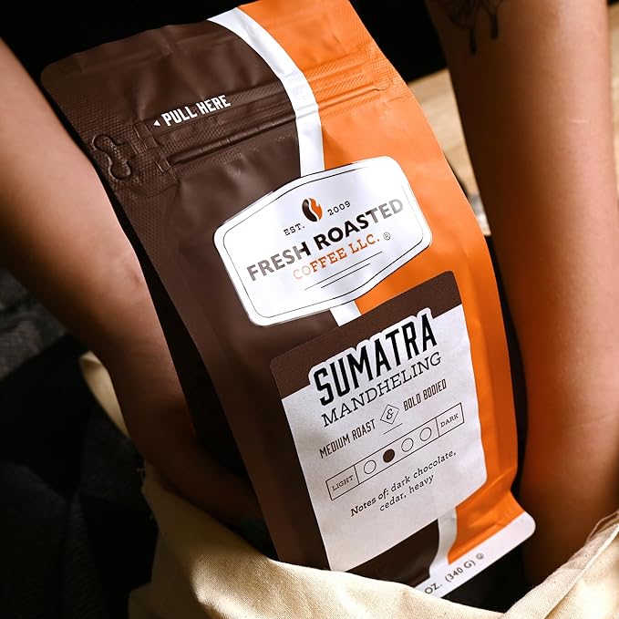 Fresh Roasted Coffee, 100% Sumatra Mandheling | 12 oz | Single Origin | Medium Roast | Kosher | Whole Bean